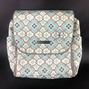 Petunia Pickle Bottom Teal Blue Cream Diaper Bag Carryall Tote Crossbody